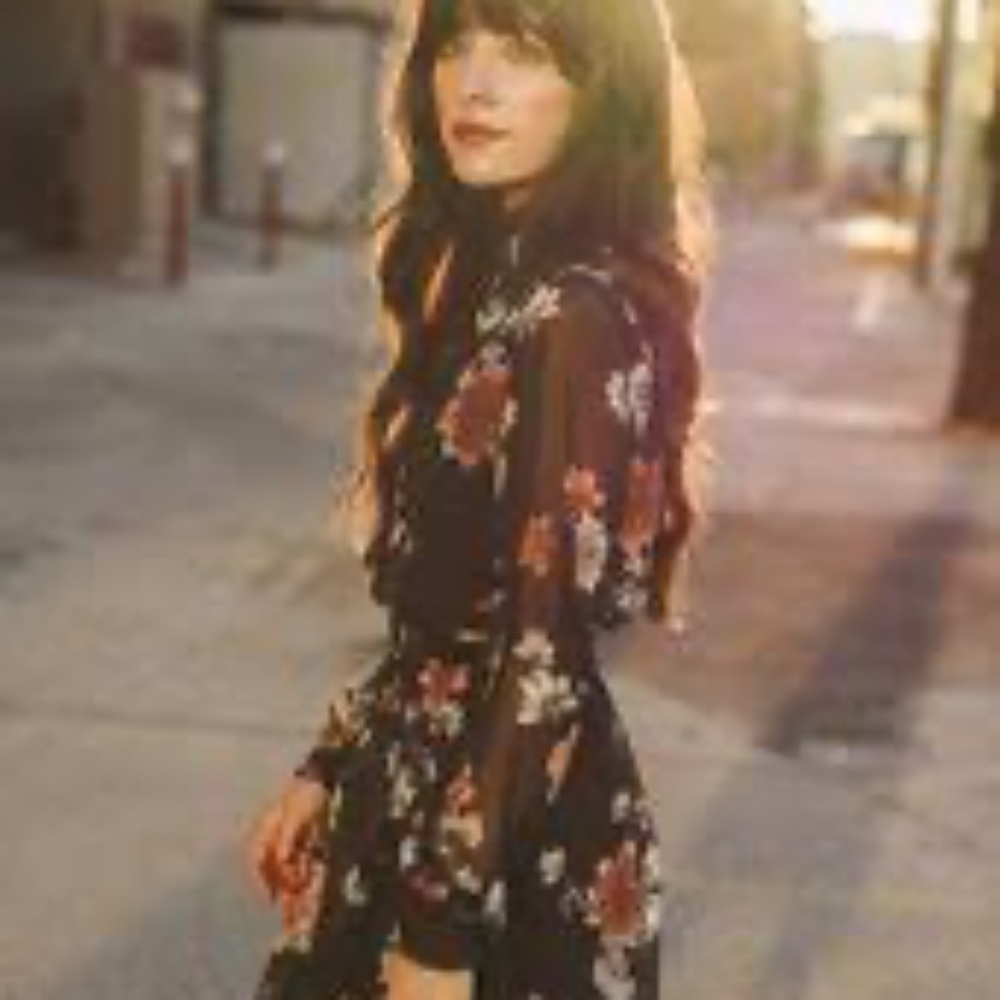 Love Fire Semi-Sheer Lined Floral Midi Dress – Black Multi, Size Small